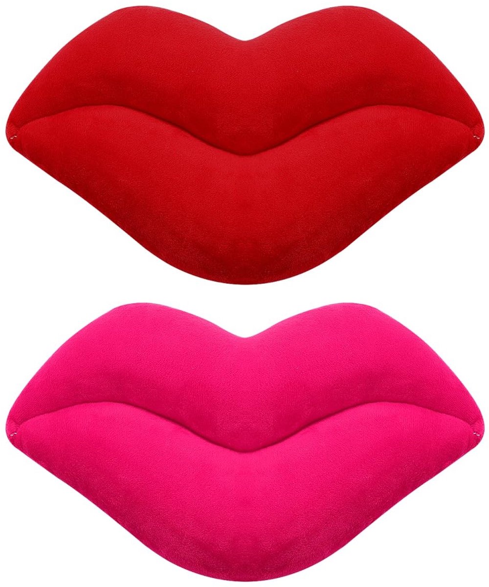Dailygoods - Lippenkussen - Pluche sierkussen - Zacht en comfortabel - Roze - Decoratie voor woonkamer en slaapkamer - Valentijnscadeau - Geschikt voo...
