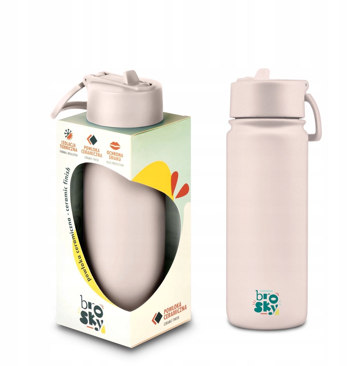 Brosky Basic RVS Bidon met Keramische Coating, 550ml, Roze