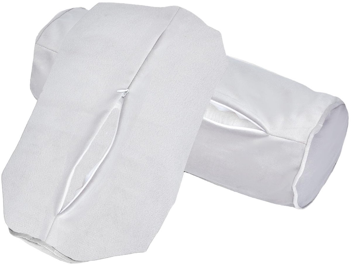 Dailygoods- Nekkussenovertrek 15 x 40 cm - Kussenslopen - Pluche - Zacht - Cilindrisch - Met ritssluiting - Set van 2 - Kussensloop