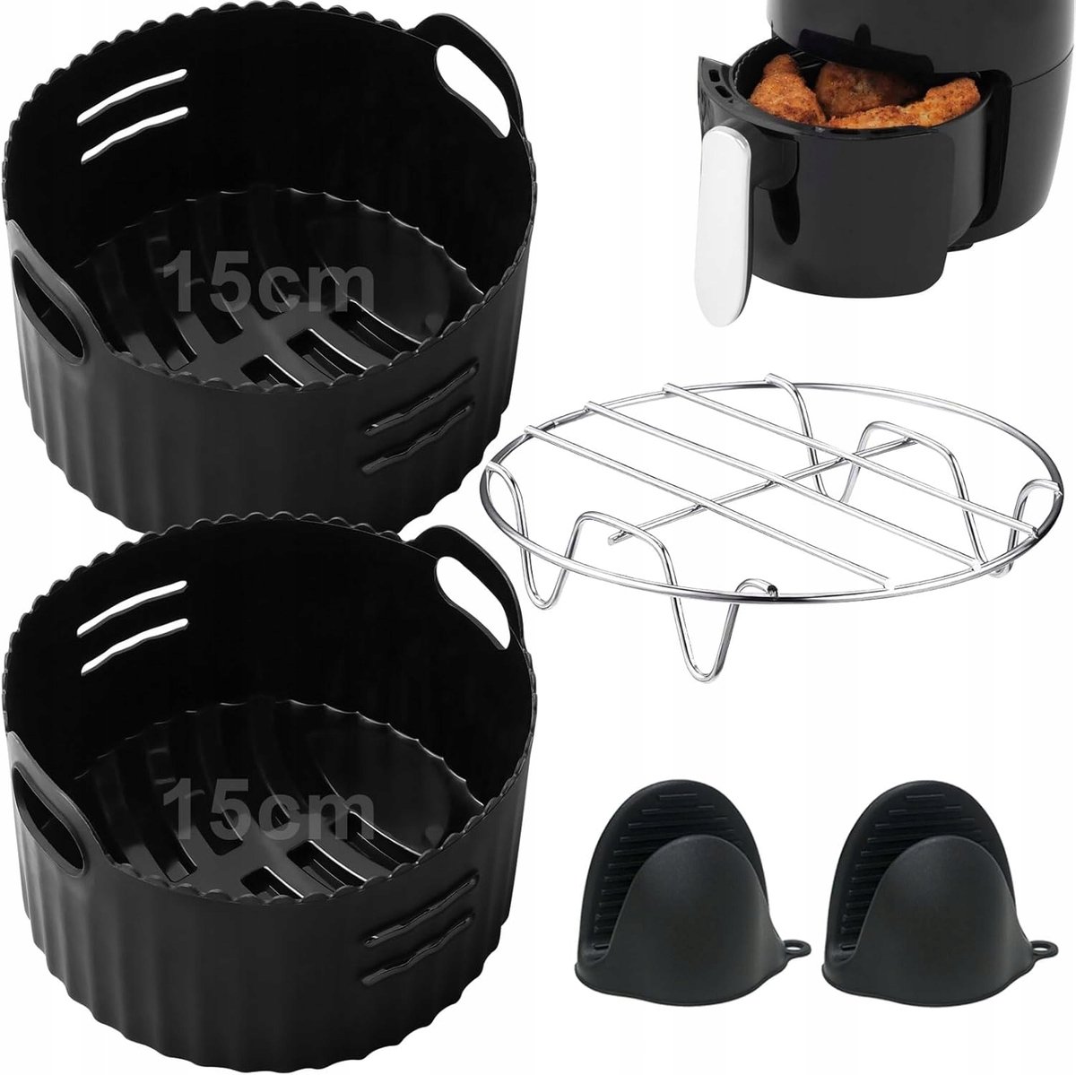 Accessoires voor Airfryer (2-3L): Siliconen binnenpoot & RVS rec