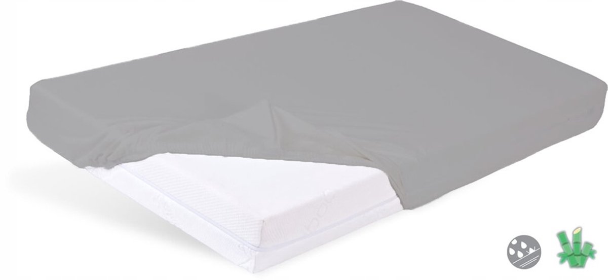 Waterdichte Bamboe Hoeslaken Ledikant 60x120 Grijs met Elastiek
