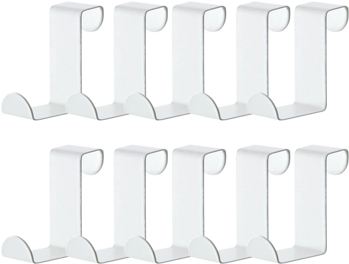 Dailygoods- Deurschroeven 10 Stuks - Roestvrij Stalen Haak - Z-Haak voor Deur - Makkelijk te Installeren - Sterke Draagcapaciteit - Wit - Deurophanghaak