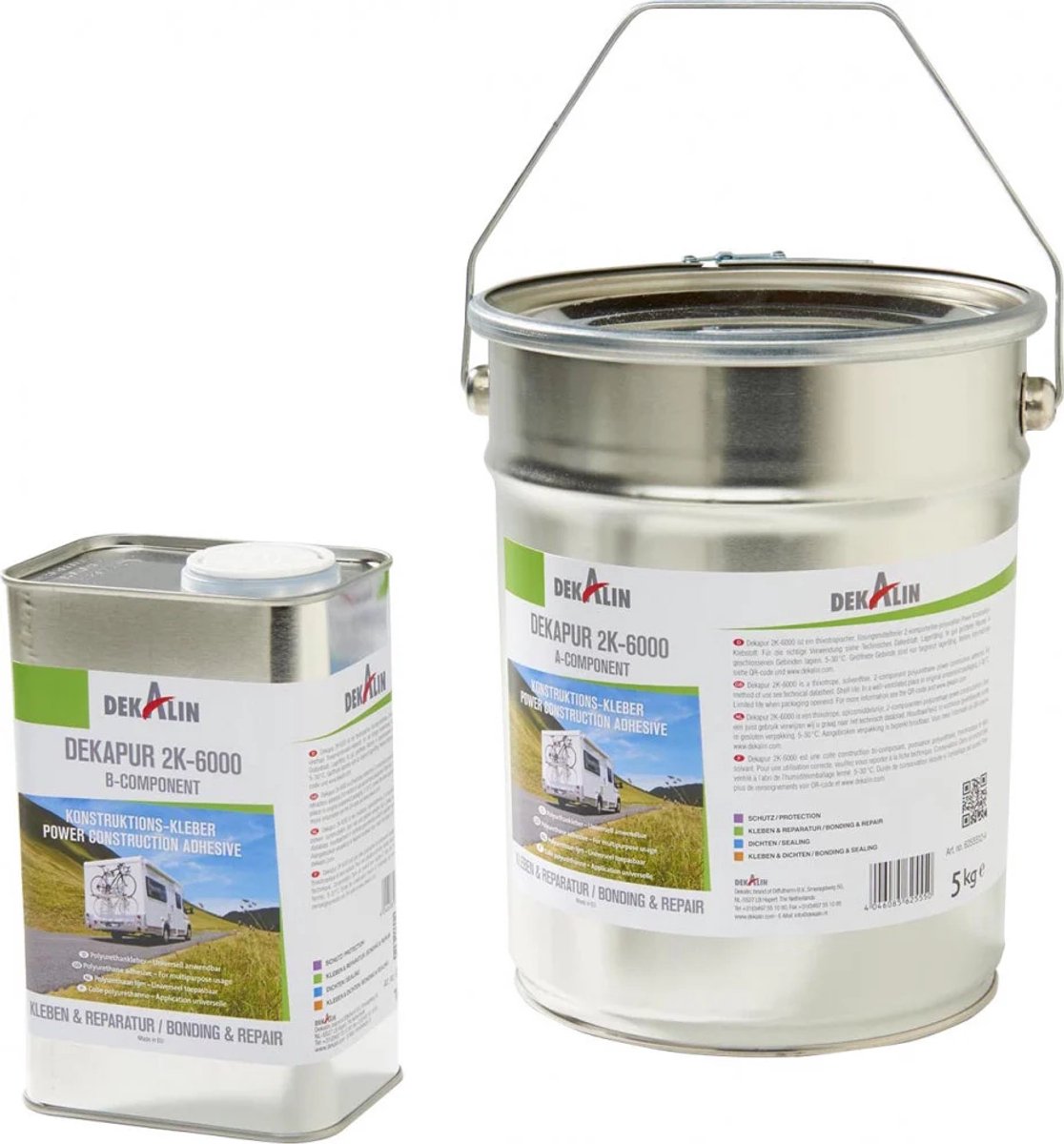 Dekapur 2-K 6000 - Zeer sterke lijm voor caravan wanden & daken - 2 componenten set A (1KG) en B (5KG)