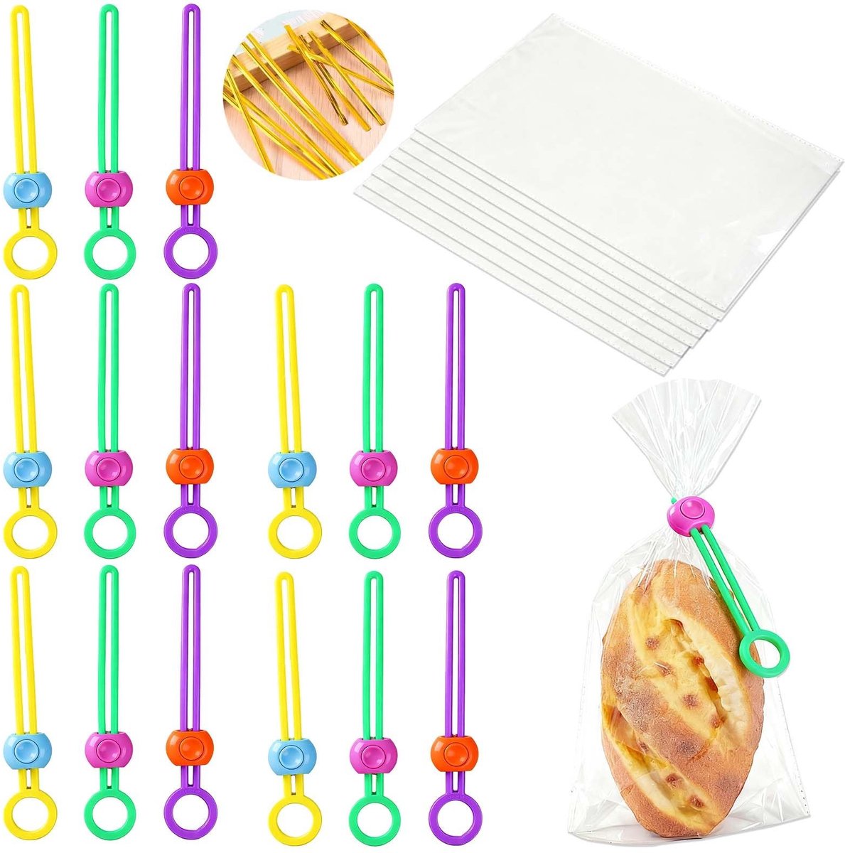 Dailygoods- Voedselzakken 15-delig - Sluitclips - Transparant - OPP-materiaal - 18x30 cm - Geschikt voor baksels en cadeauverpakking - Verpakkingszakken