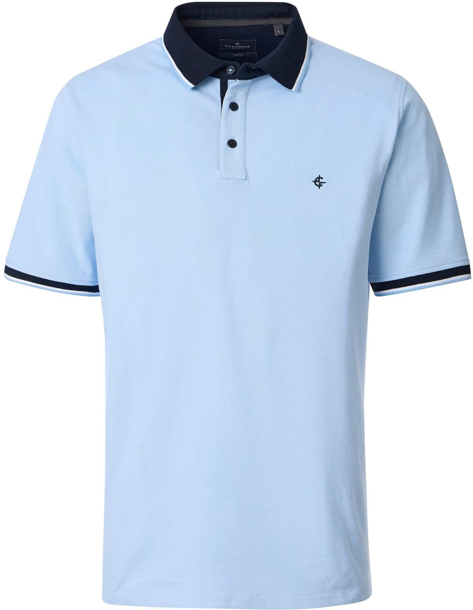 CASAMODA Polo Piqué Contrast Lichtblauw - Maat L - Heren