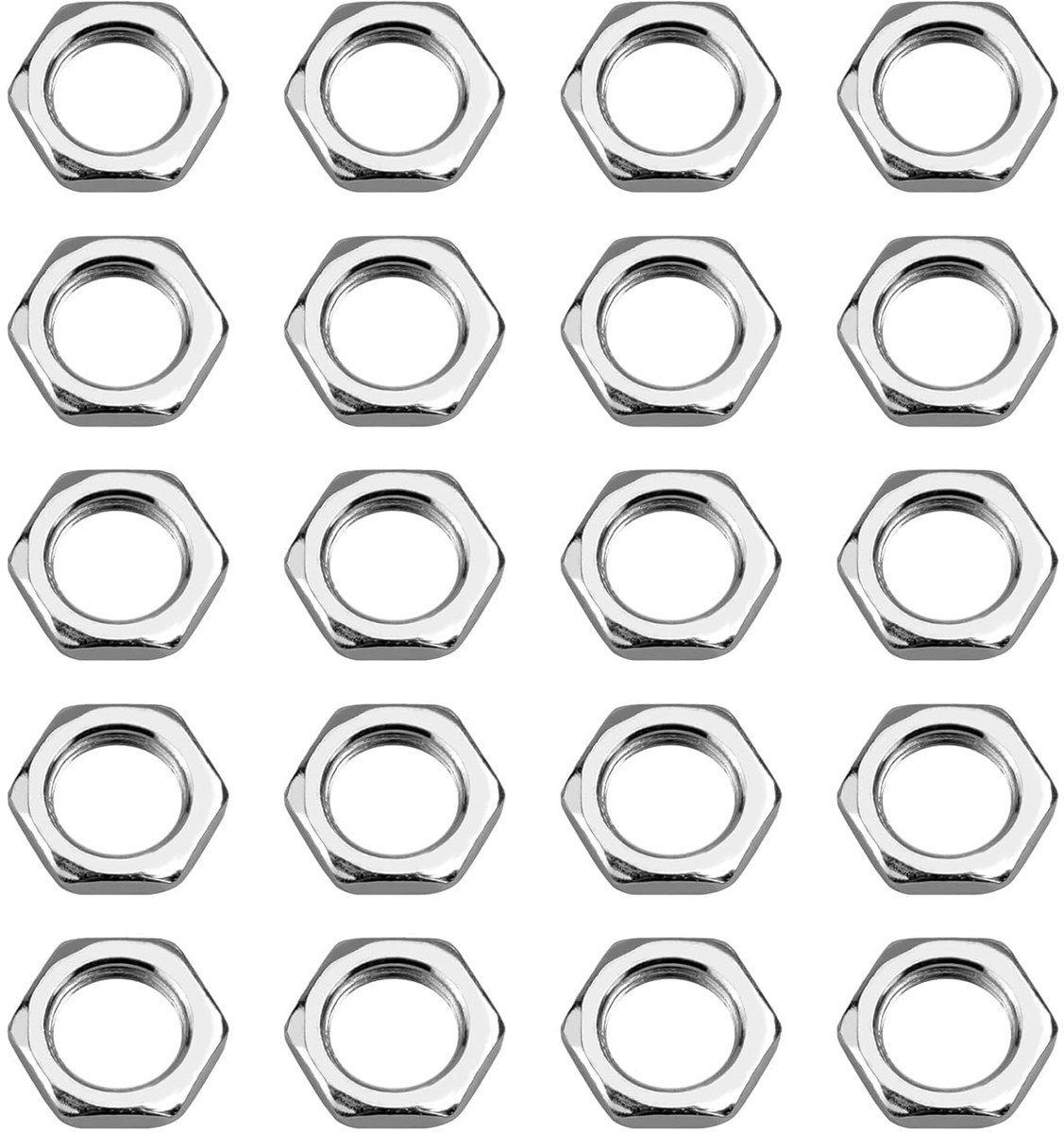 Dailygoods- Zeskantmoeren Set van 20 - M10x1 Fijne Schroefdraad - SW12 Sleutelmoer - H.3 mm Hoogte - Verzinkt - Geschikt voor Industrie en Handwerk - Moeren