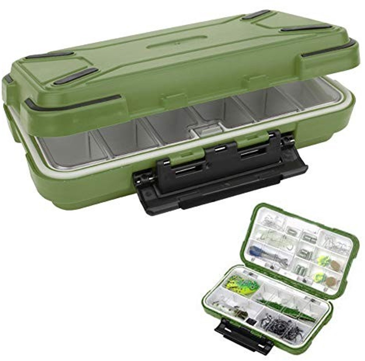 Dailygoods- Visuitrusting Doos Waterdicht - Dubbelzijdig - Schokbestendig - Verstelbare Opslagruimtes - Kunststof - Transparante Binnenhoes - Visdoos