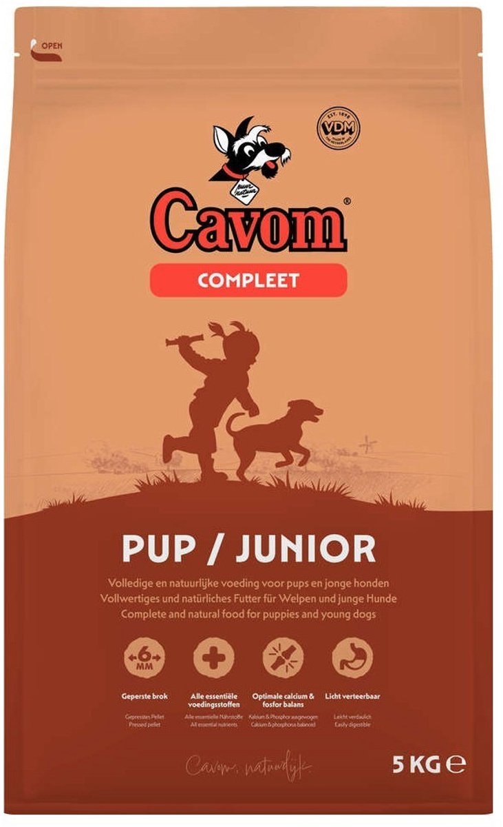 Bol.com Cavom compleet Pup/Junior - geperste hondenbrokken - 5kg aanbieding