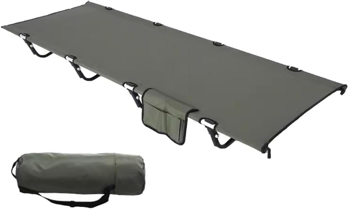 Opvouwbaar Kampeerbed - Outdoor Bed - Kamperen en Reizen - Sterke Stalen Constructie - 192 x 69 cm - Groen