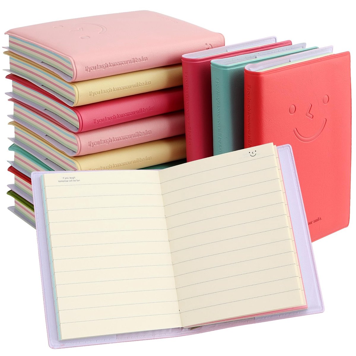 BRENZOOS- Notebook Set 12 Stuks - Mini Pocket Notitieboekjes - Imitatie Lederen Cover - 100 Vellen - 6 Kleuren - 8 x 10 cm - Notitieboekje