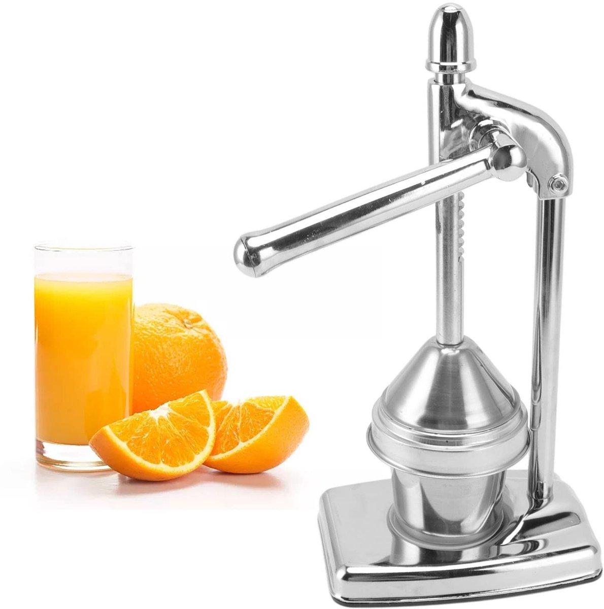 JHUBERS- Fruitpers Handmatig - Ergonomische Handgreep - Food Grade Roestvrij Staal - Compact Ontwerp - Geschikt voor Sinaasappels - Thuisgebruik - Sinaasappelpers