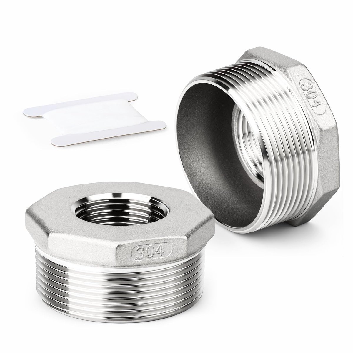 BRENZOOS - Verloopstuk - 1/2" naar 3/8" - Roestvrij staal - Zeskantbus - Hoge kwaliteit - Perfect voor buisadapterfitting - 2 stuks