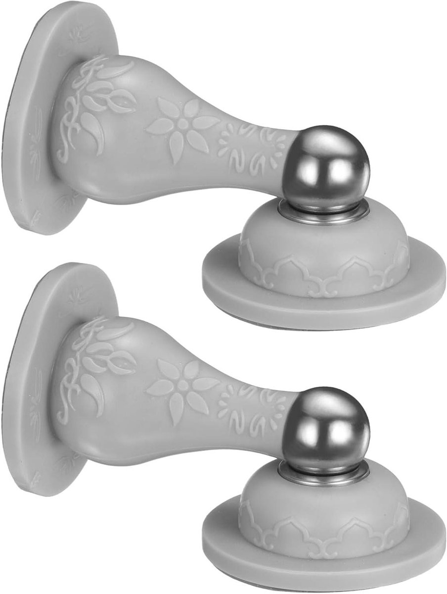 Magnetische Deurstopper - Deurhouder - Voorkomt Schade - Zonder Boren - 2 Stuks - Grijs