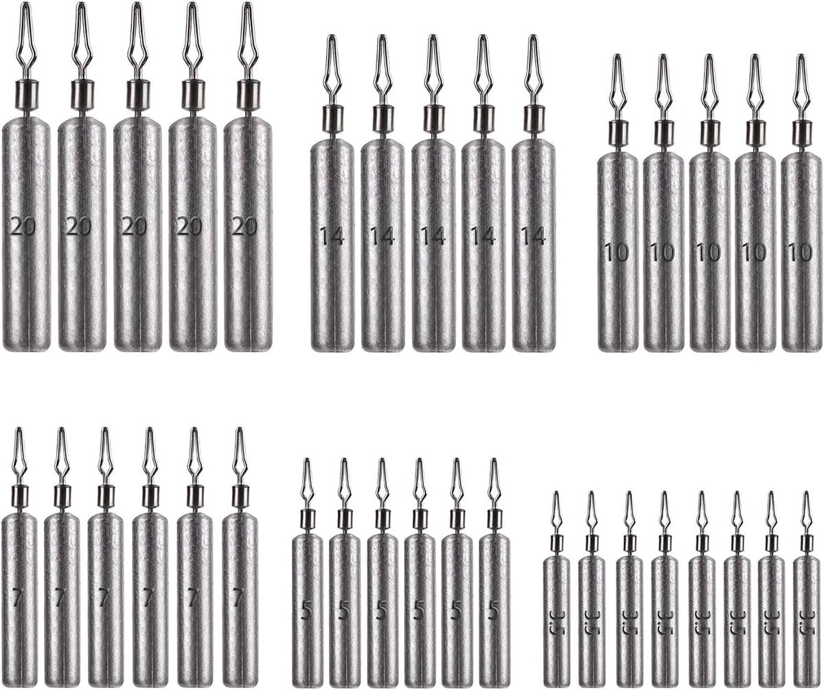 JHUBERS- Visgewichten 30 Stuks - Hengelaccessoireset - Drop-shot/Druppel-shot - Corrosiebestendig - Roestvrij Staal - Hoogwaardige Loodkwaliteit - Loodsinker