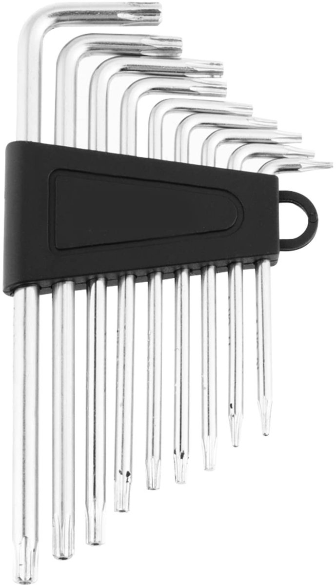 JHUBERS- Torx Sleutelset 9-delig - Ergonomisch Ontwerp - Chrome Vanadium Staal - L-vormig - Veiligheidssterren - Unieke Verpakking - Inbussleutelset