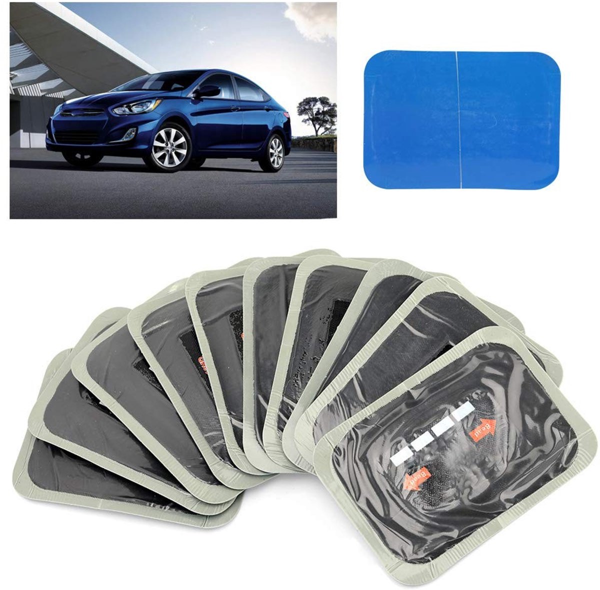 JHUBERS- Bandenreparatieset 10 Stuks - Natuurrubber Pleisters - Lichtgewicht - Eenvoudig in Gebruik - Effectieve Afdichting - Bandenpatch