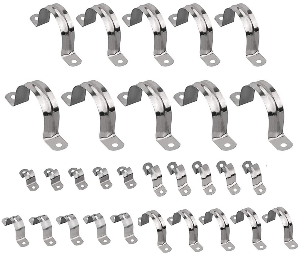 JHUBERS- Buisklemmen 30 Stuks - U-Buisklemmen - Roestvrij Staal 304 - 6 Verschillende Maten - Bevestigingsklem Ø20-50 mm - Schokbestendig