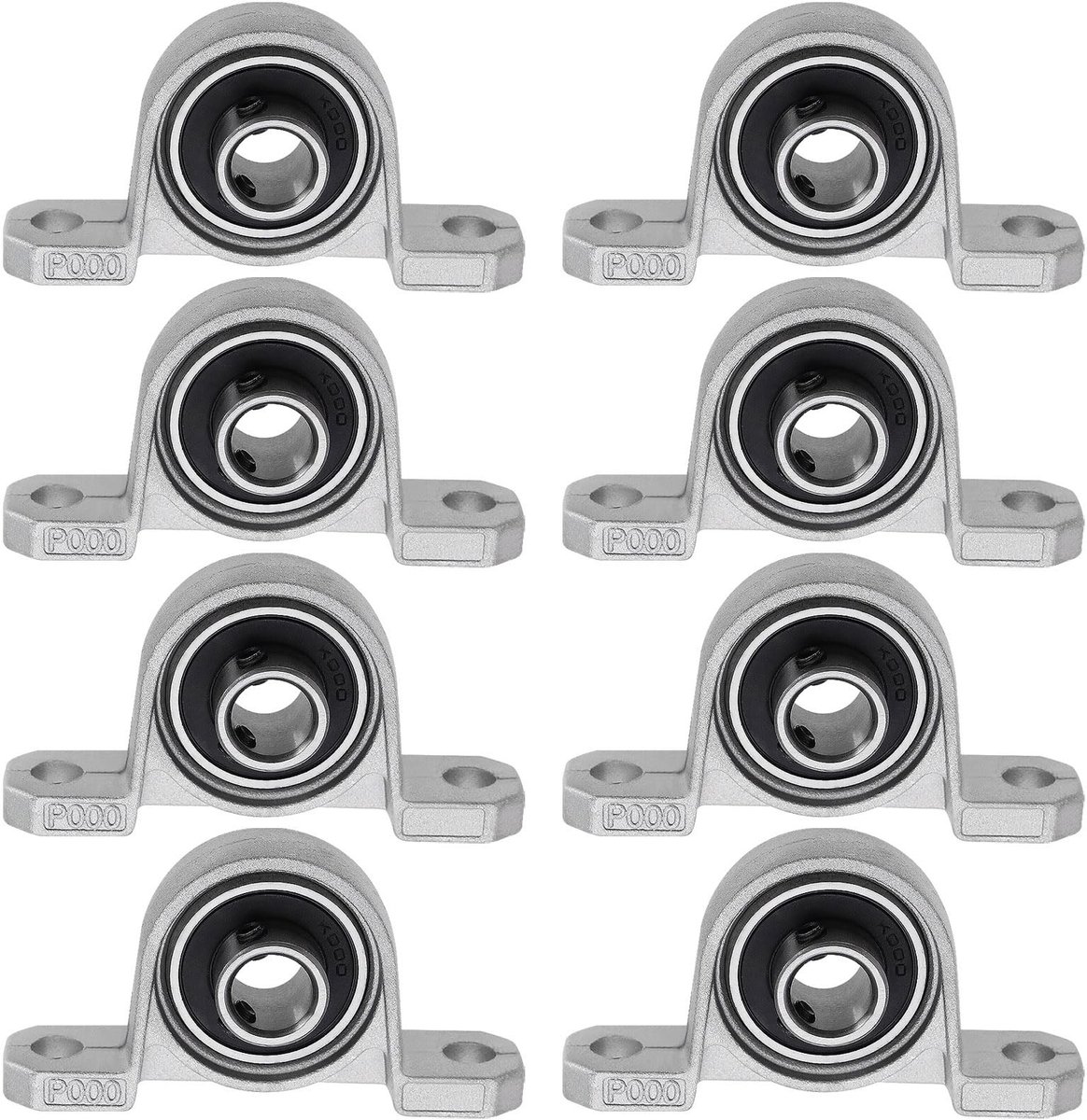JHUBERS- Kussenbloklagers 8 Stuks - Verticale Kussenbloklagers - Zinklegering Flenslagers - 10mm Binnendiameter - Zelfuitlijnende Lagers - Voor 3D Printers