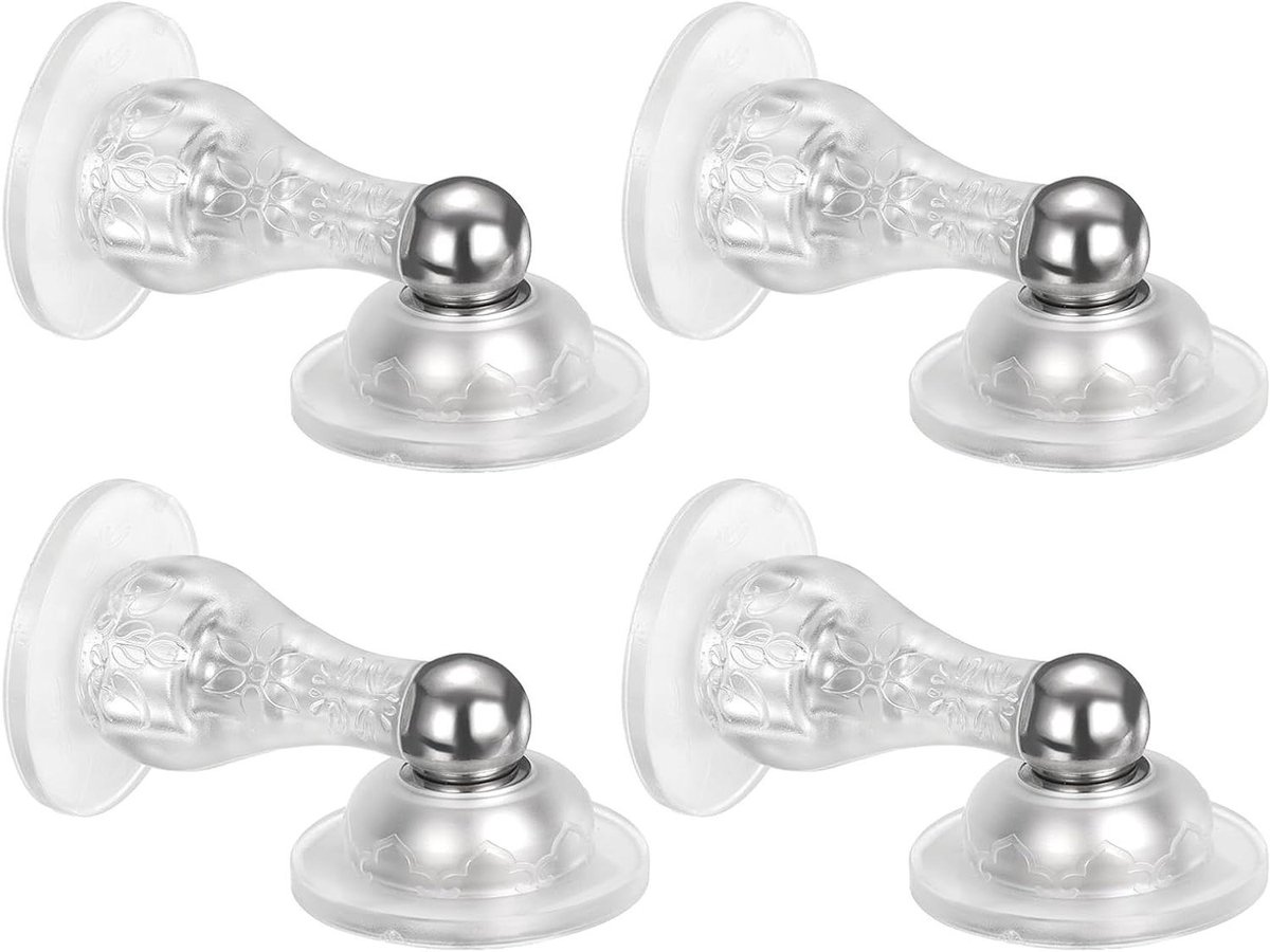 Magnetische Deurstopper - Deurhouder - Wand Beschermen - Boorvrije Montage - 4 Stuks - Transparant
