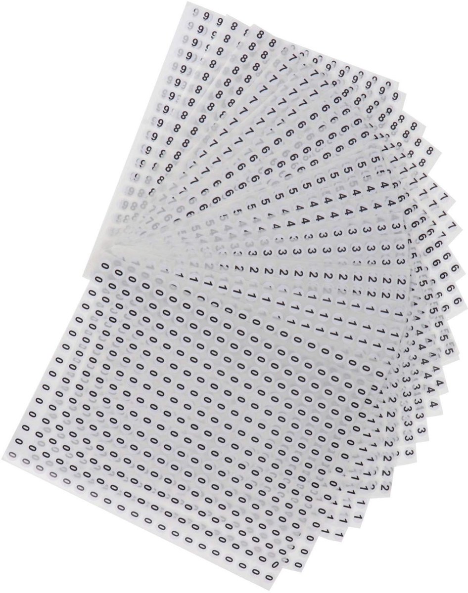 BRENZOOS- Ronde Stickers 6000 Stuks - Zelfklevend - Cijfers 0-9 - Organiseren - Kantoor/School - Duurzaam Papier - Etiketten