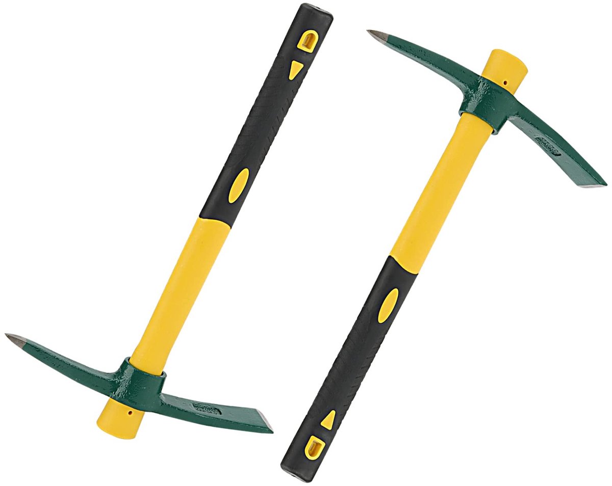 BRENZOOS- Pick Mattock 15 Inch - 2 Stuks - Stalen Houweel - Tuinieren - Camping - Duurzaam Handvat - Tuinhouweel