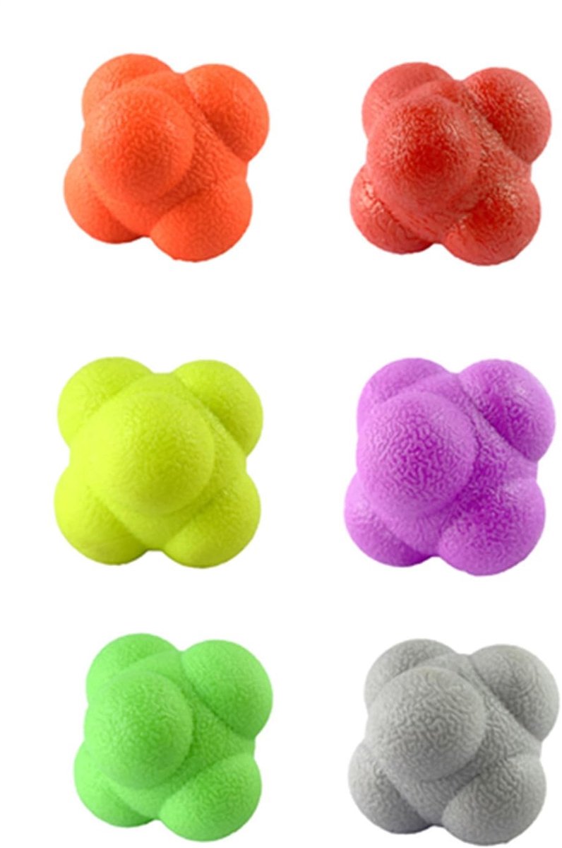 Dailygoods- Trainingsballen 6 Stuks - Hexagonale Reactieballen - Zacht Rubber - Hand-oogcoördinatie - Dynamische Rebound - 5,5 cm