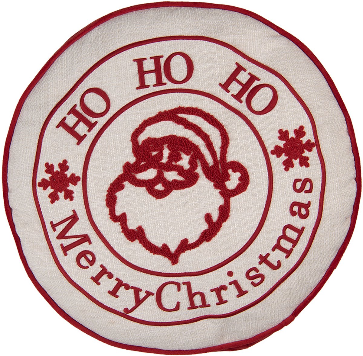 Clayre & Eef Sierkussen Ø 40x4 cm Wit Polyester Kerstman