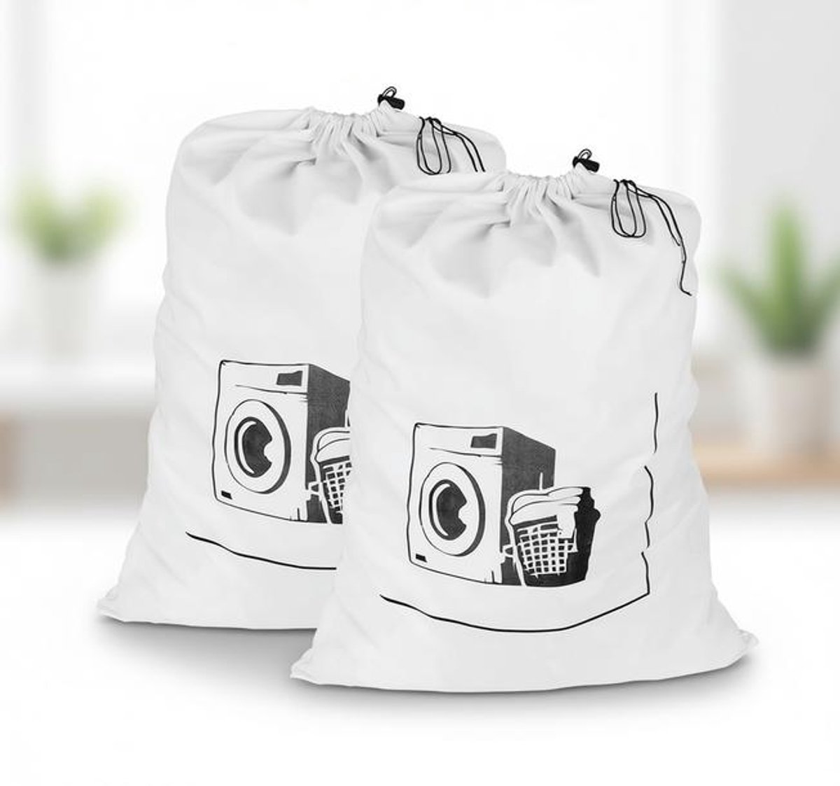 Maison Elara Set van 2 Duurzame Waszakken met Trekkoord - 45x65 cm