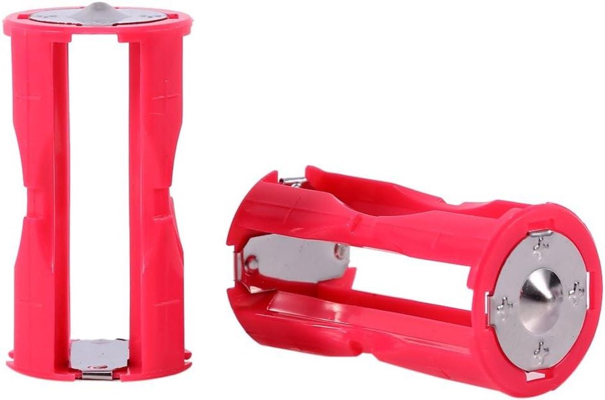 Batterij Converter - AAA naar C - Apparaten Voeden - 4x AAA naar C - Compact Ontwerp - Rood