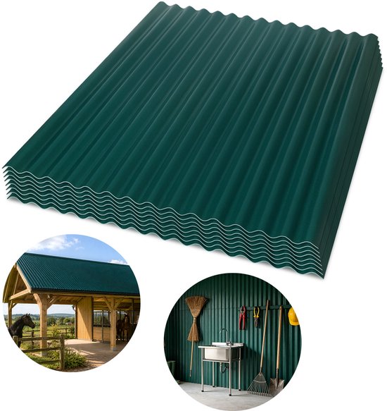 ASA composiet golfplaten donkergroen 8 stuks 117 x 93 cm voor dak