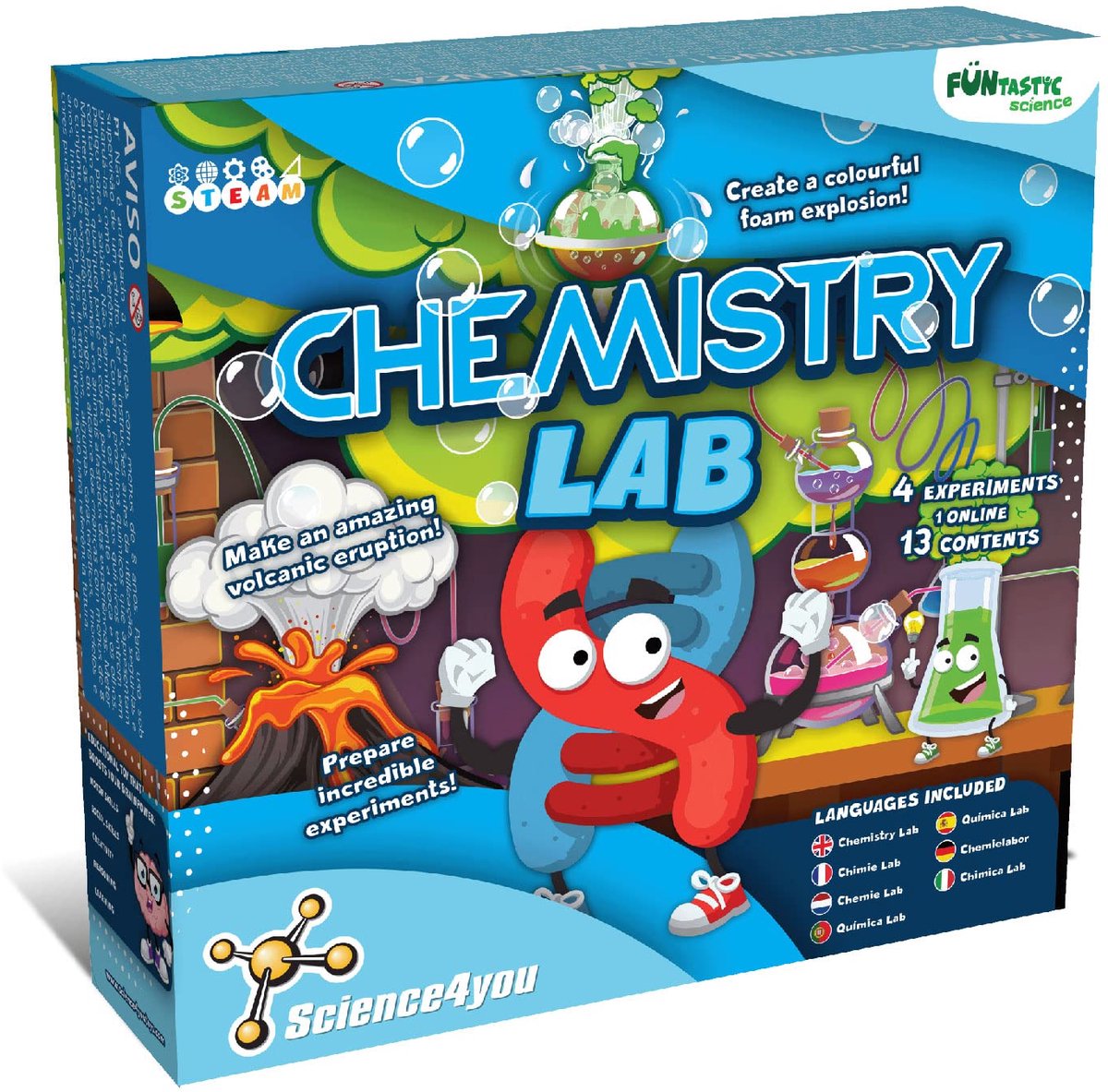 Science4you Chemiesiekit - scheikundelaboratorium met experimenten voor kinderen van 7 8 jaar en 9 jaar en ouder - Veilige en leuke chemische reacties - experimenteerkit voor kinderen Chemie beginners