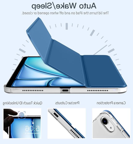 Slimme en Dunne TPU Hoes voor iPad Air 11 Inch - Bescherming, Mat, Grijs Blauw, Geschikt voor 5e/4e Generatie 2022/2020 — afbeelding 5