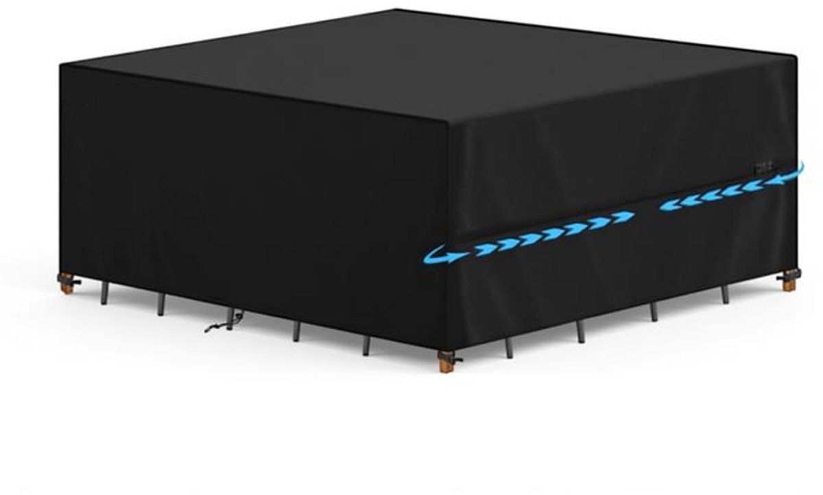 ElleMooi Waterdichte Tuinmeubelhoes 300x250x100cm - Beschermhoes Tafel Buiten met Trekkoord, 420D Oxford Stof, UV-Bestendig, Winddicht