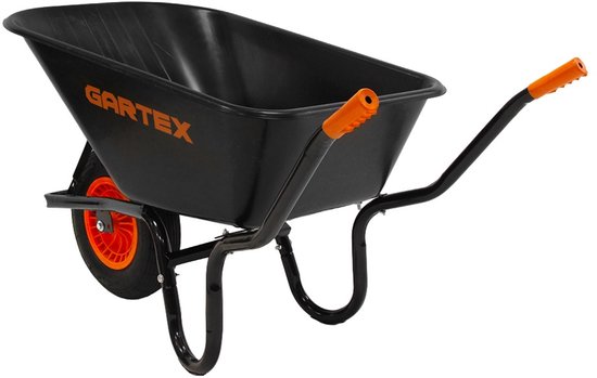 Gartex - Kruiwagen - Tuinwagen - Kunststof - 100 Liter - Zwarte Bak - Luchtband - Compact Verpakt - KW100KID — afbeelding 2