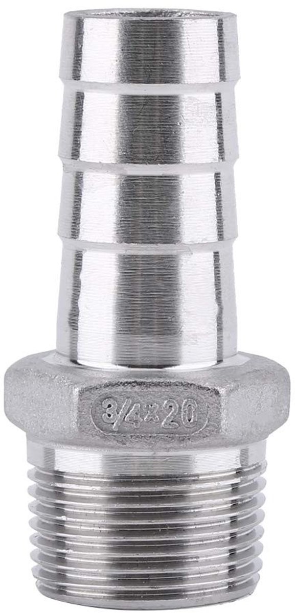 Dailygoods- Slangstaartconnector RVS 304 - Barb Adapter - Slang Fitting - Draad BSP - Diverse Maten - Stevige Verbinding - Slangconnector