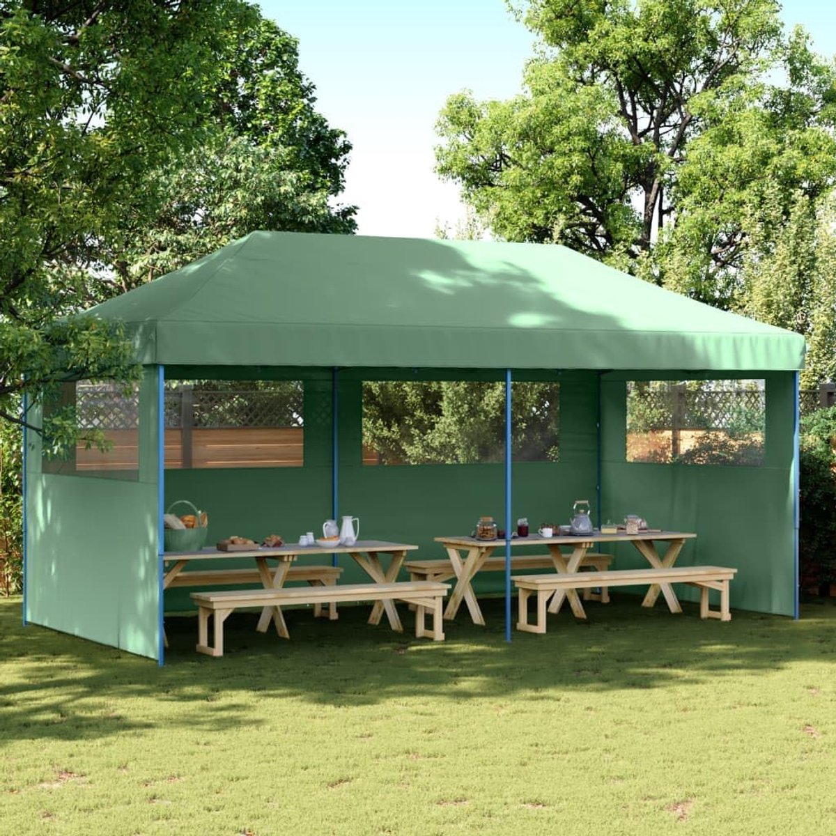 Opvouwbare Partytent - Feesttent Paviljoen - Buitenfeesten Organiseren - Waterdicht UV Bescherming - 580 x 292 cm - Groen