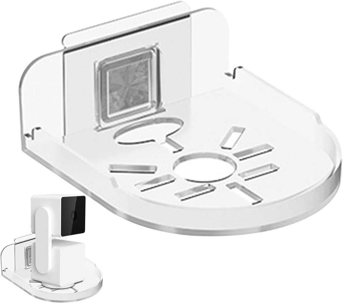 Cameramontagebeugel - Wandhouder Beveiliging - Camera Beveiligen - Zelfklevend Boren Niet Nodig - 38 x 25 x 43 mm - Transparant