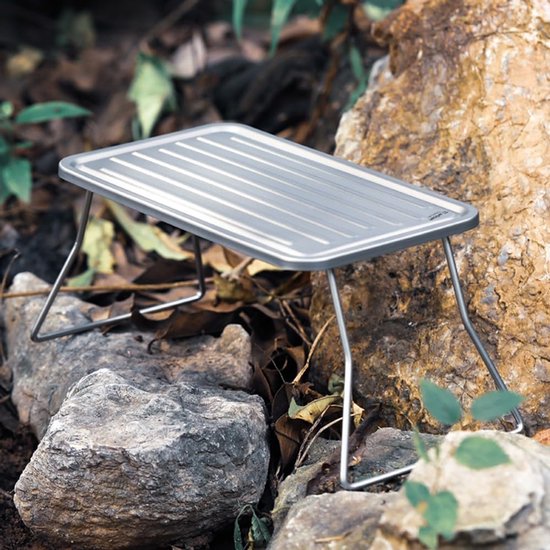 Draagbare Grill - Opvouwbare BBQ - Buiten Koken - Lichtgewicht Titanium - 27 cm Uitgevouwen - Zilverkleurig — afbeelding 5