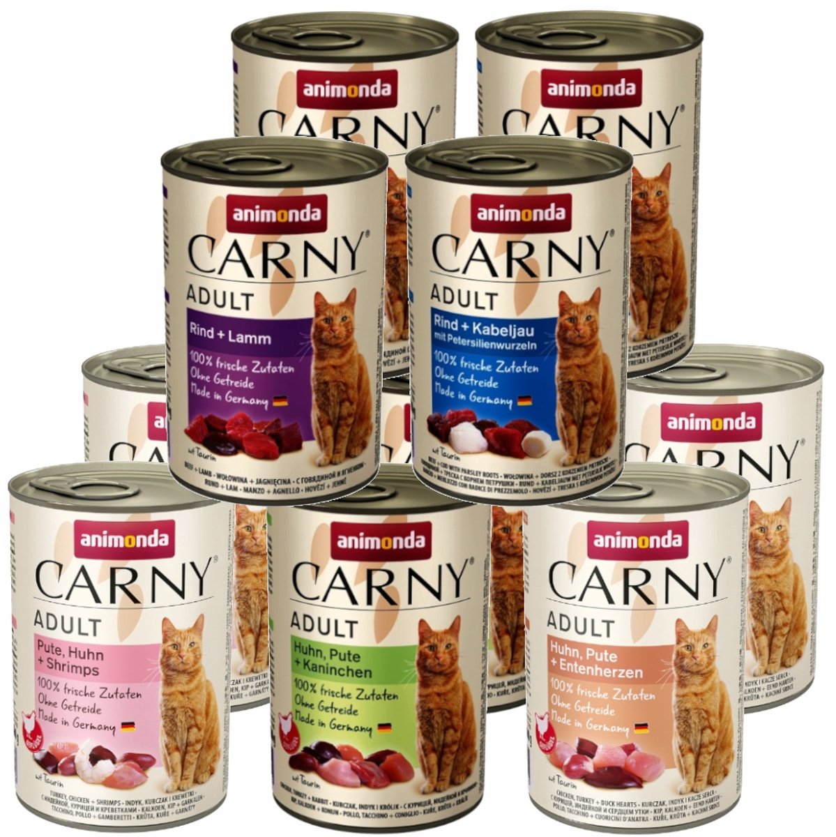 Animonda Carny Adult – Kattenvoer, Mix 5 Smaken – 10x400g