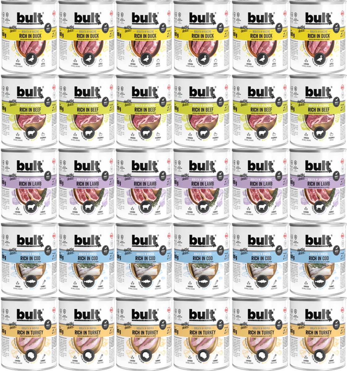 Bult Bult - Mix 5 Smaken - Vochtig Hondenvoer - 30x800g - Hipoallergeen