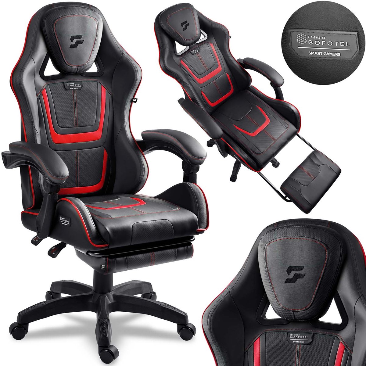 Sofotel Specter Serie - Gamingstoel - Wysuwany Podnóżek - Ergonomische Rugsteun - EmbrONE™ Tapijt
