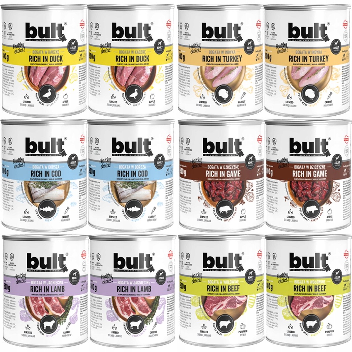 Bult Bult Mix Smaken - Hondenvoer Nat - 12x800g - Graanvrij - Met Indycze Vlees