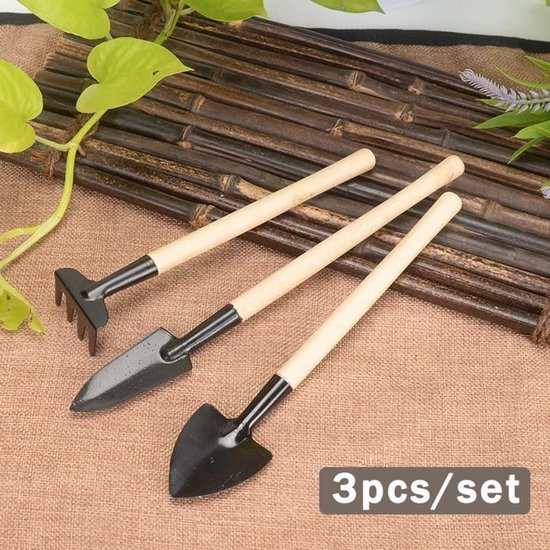 Mini Tuingereedschap Set - Bonsai Gereedschap - Planten Verzorgen - Houten Handvat - 3 Stuks - Niet Gespecificeerd van MINI — afbeelding 4