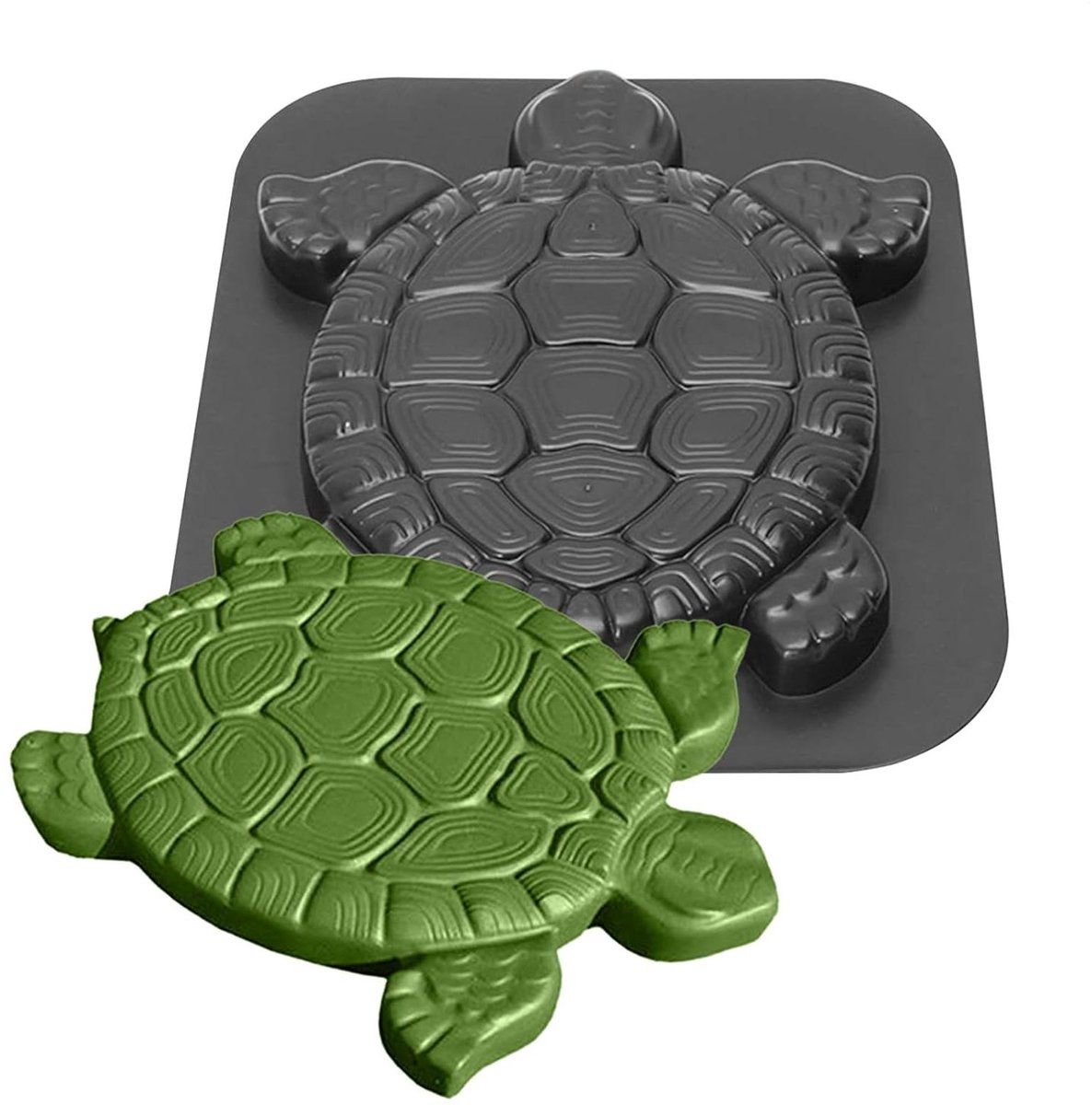 Betonvorm Schildpad - Tuinsteen Mal - Pad Aanleggen - Herbruikbaar Ontwerp - 40 x 40 cm - Zwart