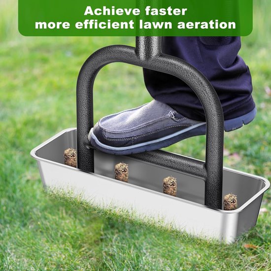 Handmatige plug-aerator voor gazon en tuin - roestvrijstalen 4-kern luchtfilter met rubberen grip van Woowttz — afbeelding 2