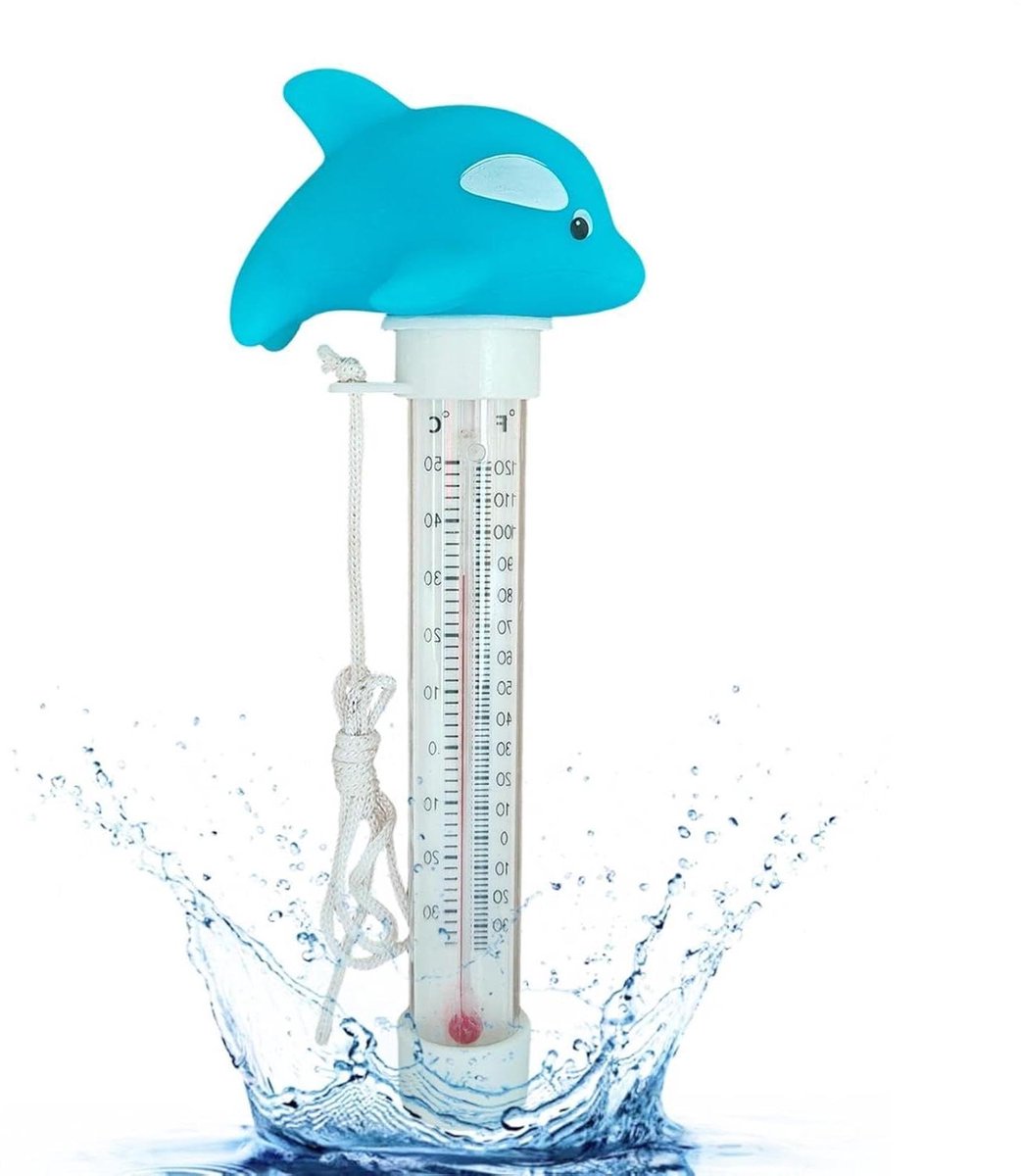 Zwembad Temperatuurmeter - Drijvende Meter - Water Temperatuur - Gemakkelijk Af Te Lezen - 20 cm Lengte - Blauwe Dolfijn