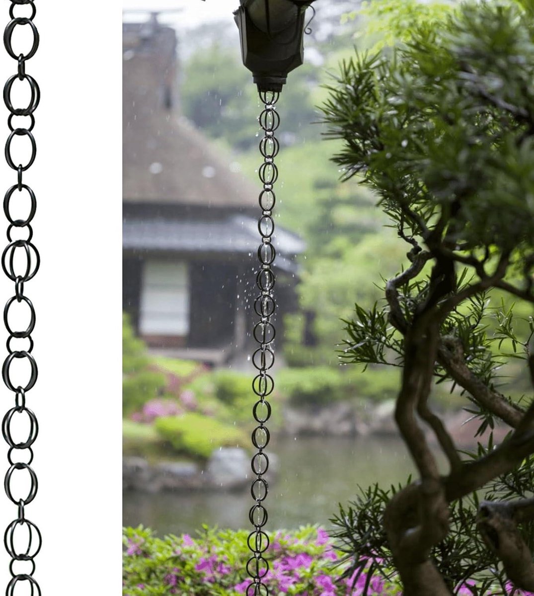 Regenketting - Waterafvoer - Tuin Decoratie - Aluminium Ring Design - 1 Meter - Zwart