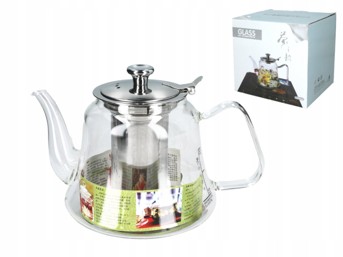 Glazen theepot 1000 ml met zetgroep - elegante serie voor thee