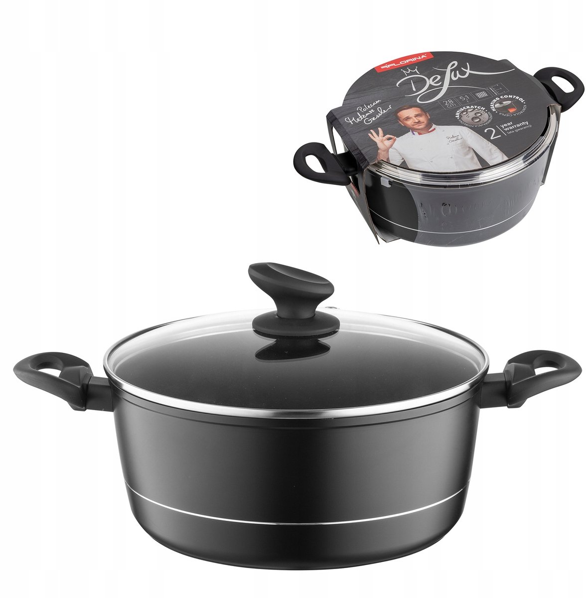 Florina Delux Aluminium Pan 28cm 6.5L Zwart - Geschikt voor Inductie