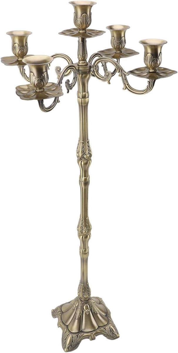 Bronzen Kandelaar - Kaarsenstandaard Decoratief - Feestelijke Decoratie - Stabiel Basisontwerp - 85 cm Hoog - Bronskleurig
